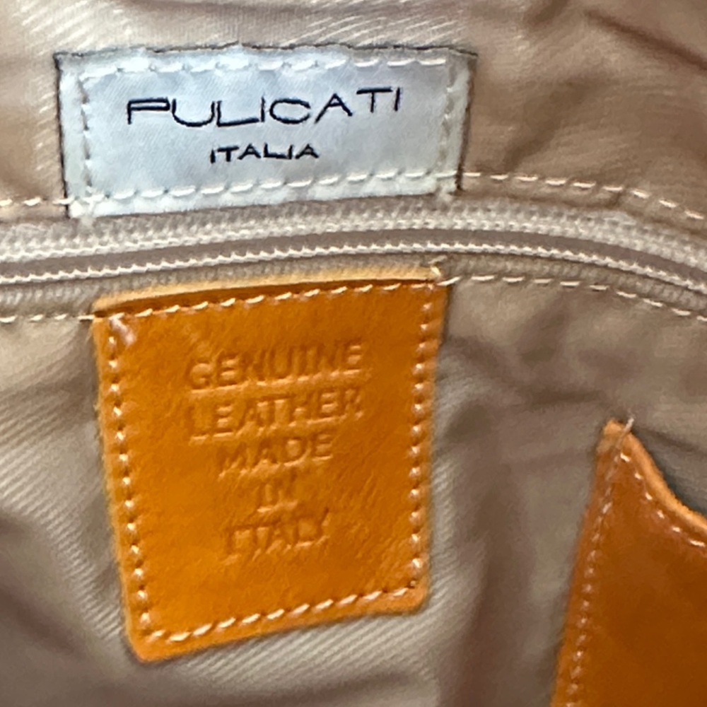 Pulicati Vibrant Orange Leather Shoulder Bag - Picture 7 of 11